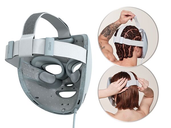 Máscara facial CryoGlow Shark con luz iQLED roja, azul e infrarroja y enfriamiento para el área debajo de los ojos