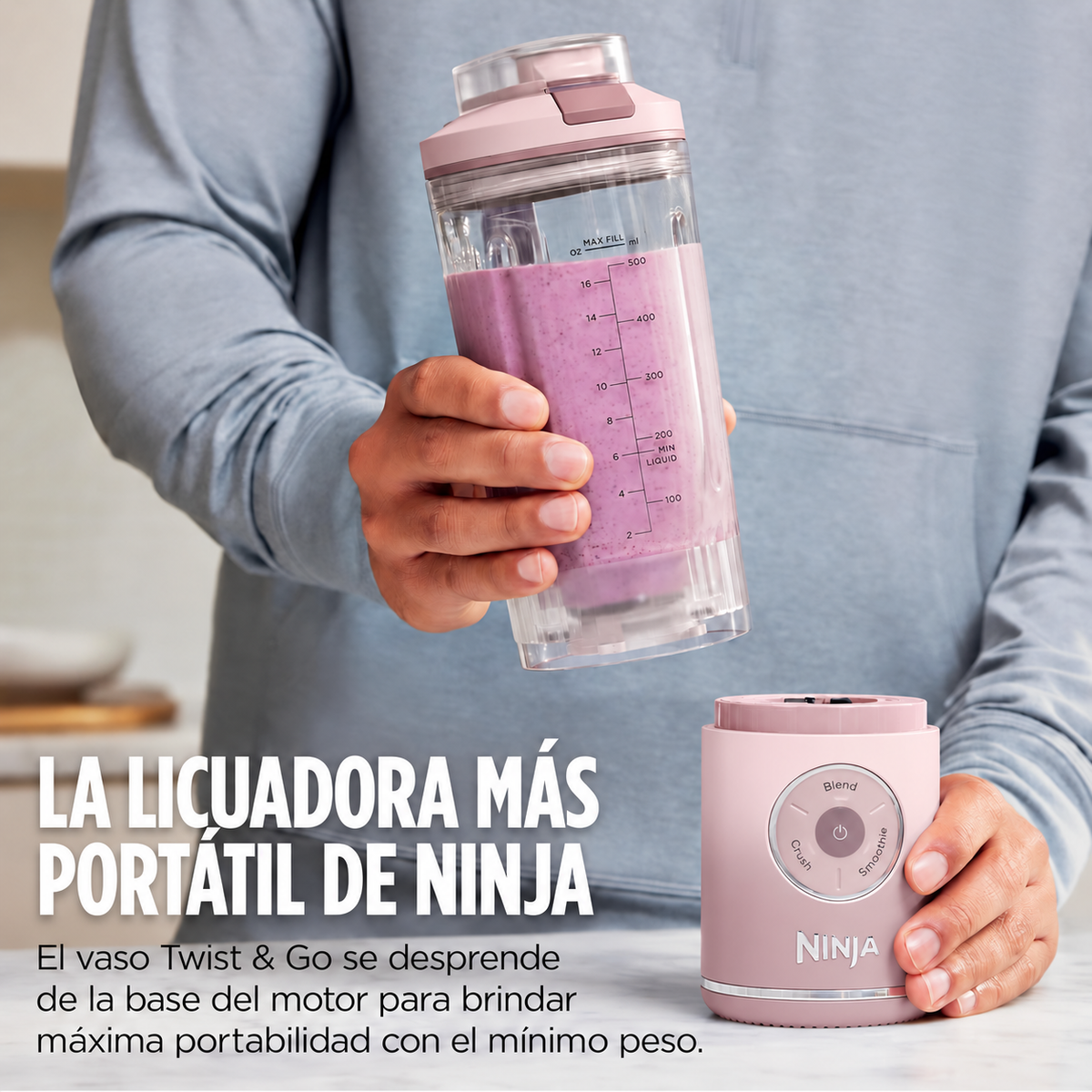 Licuadora Portátil Recargable Ninja Blast Max BC251PK Rosa