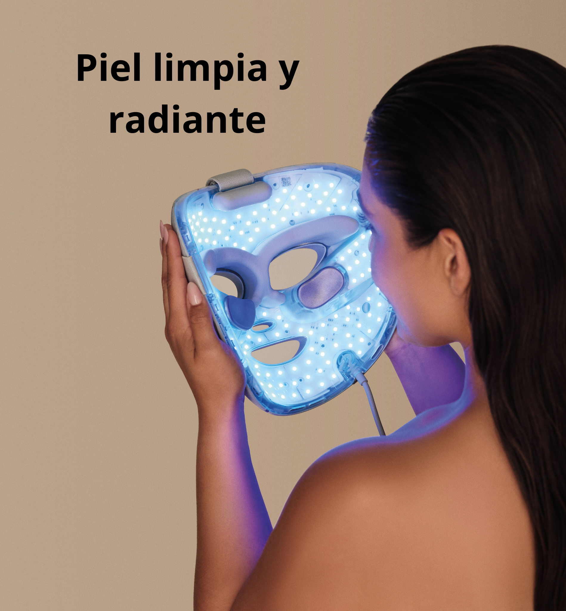 Máscara facial CryoGlow Shark con luz iQLED roja, azul e infrarroja y enfriamiento para el área debajo de los ojos