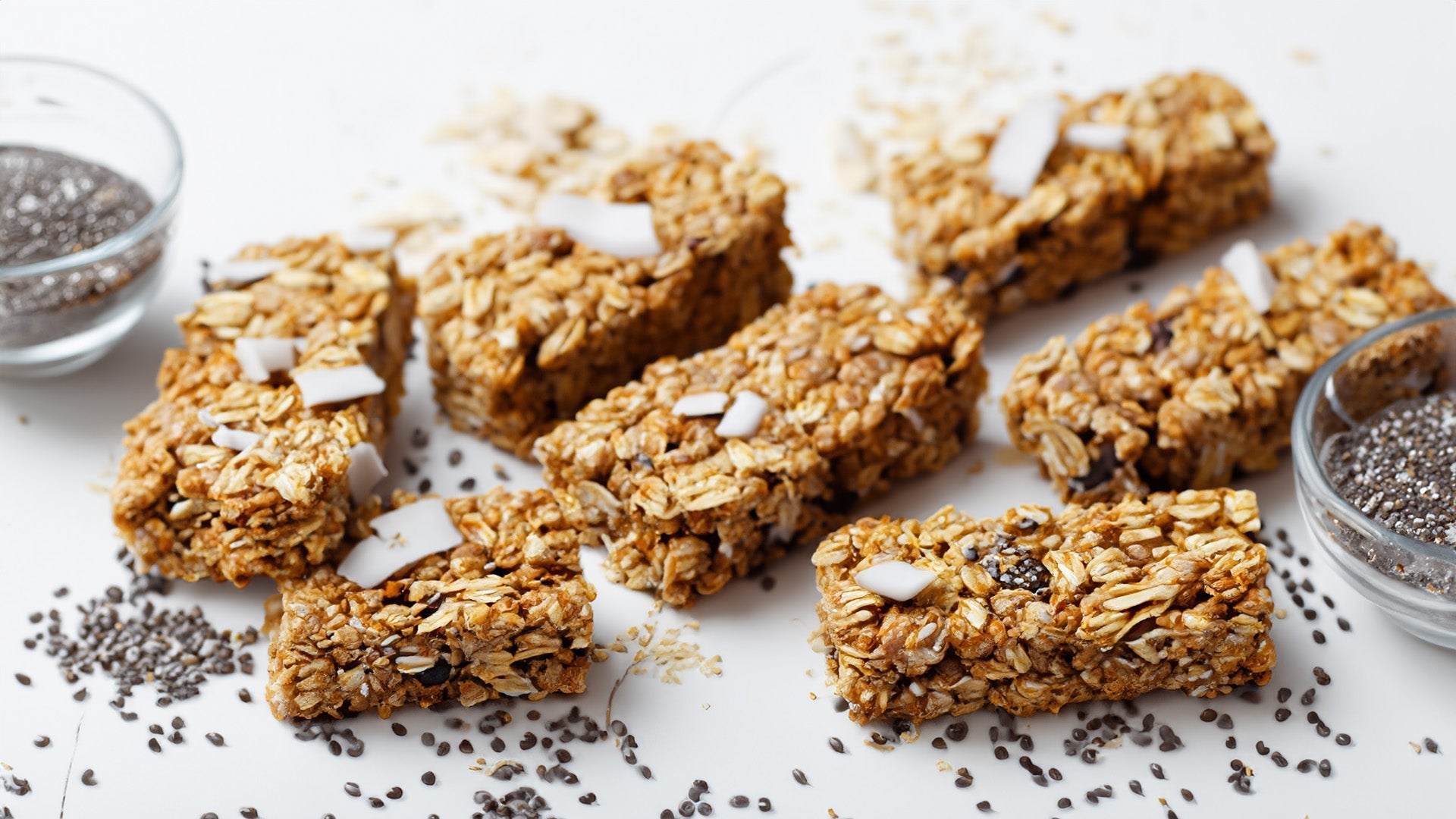 Barras de granola con coco y chía