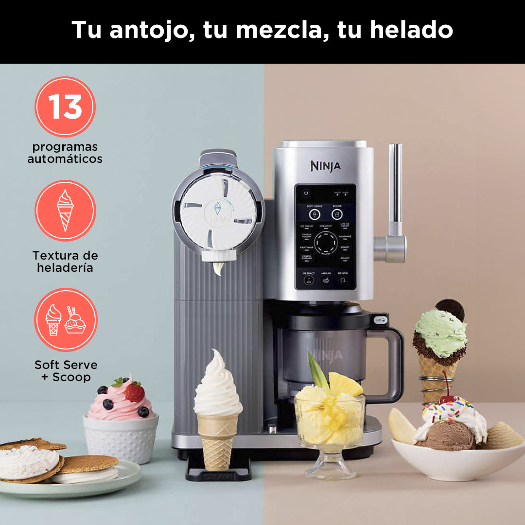 Máquina de helado Ninja Swirl by Creami | 6 Programas para Servir en Swirl Estilo Heladería | Incluye 2 Contenedores