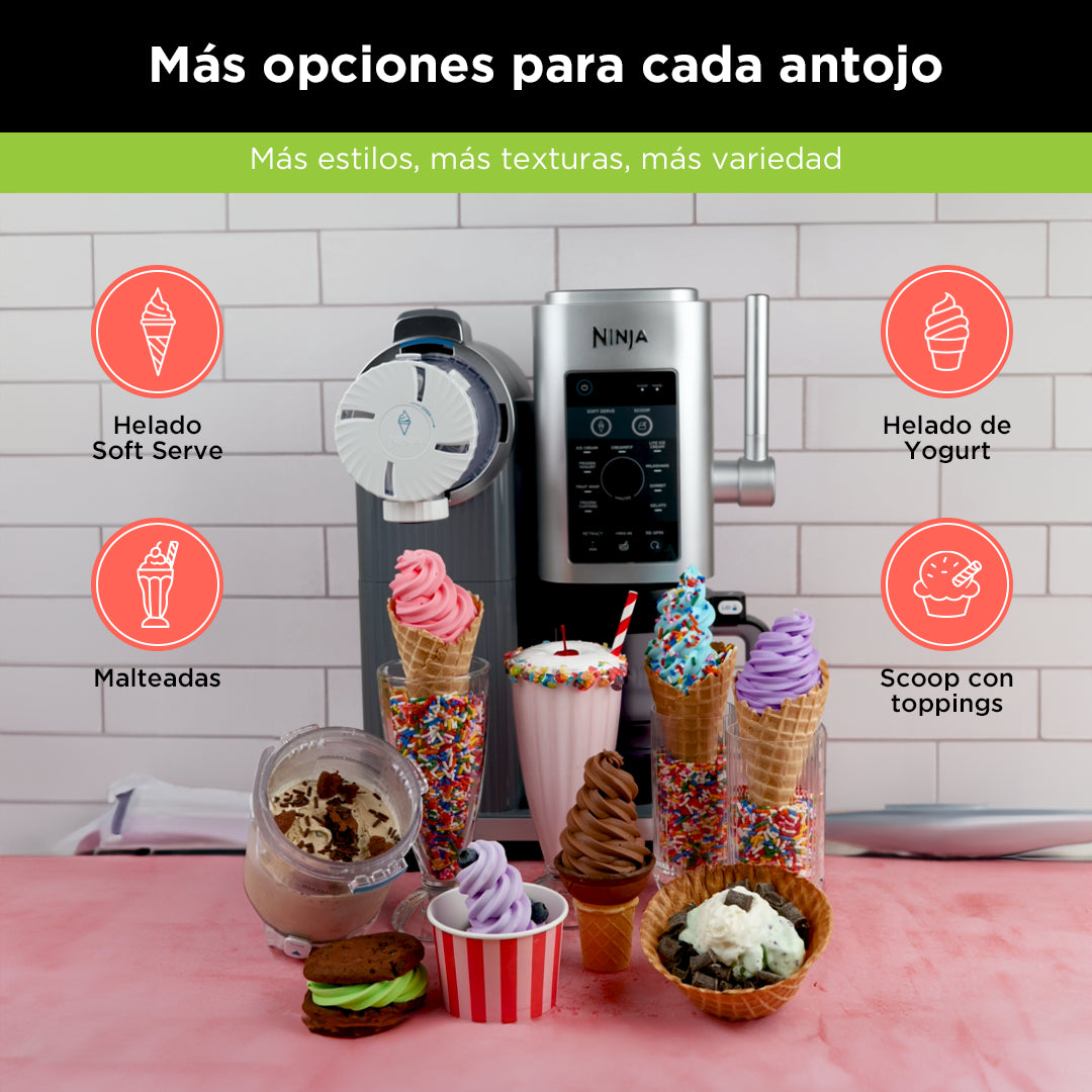 Máquina de helado Ninja Swirl by Creami | 6 Programas para Servir en Swirl Estilo Heladería | Incluye 2 Contenedores