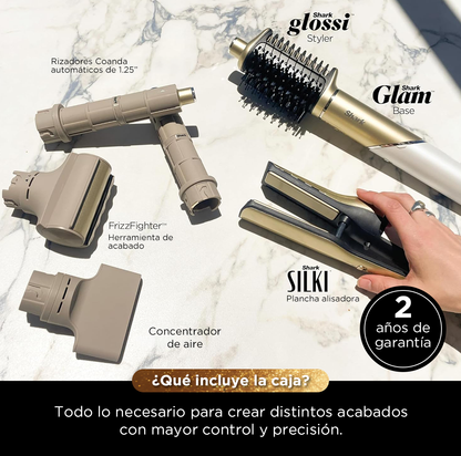 Multiestilizador Shark Glam FlexStyle HD6051S 5 En 1 Secador Rizador Alisador