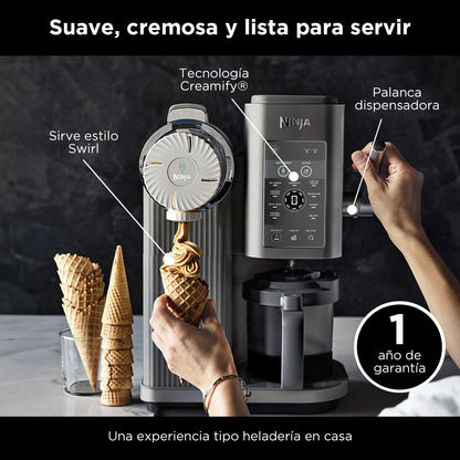 Máquina de helado Ninja Swirl by Creami | 6 Programas para Servir en Swirl Estilo Heladería | Incluye 2 Contenedores