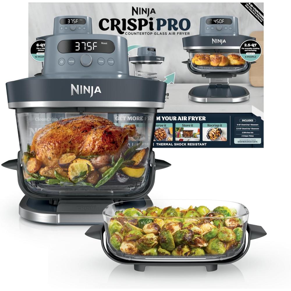 Freidora de Aire de Vidrio Ninja Crispi Pro 6-en-1  Color: Crybespace