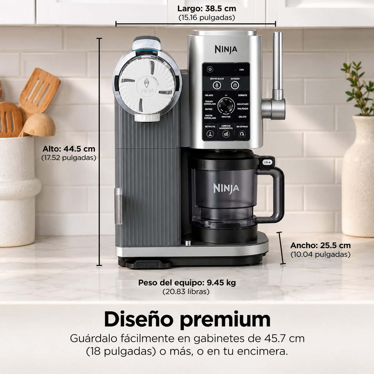 Máquina de helado Ninja Swirl by Creami | 6 Programas para Servir en Swirl Estilo Heladería | Incluye 2 Contenedores
