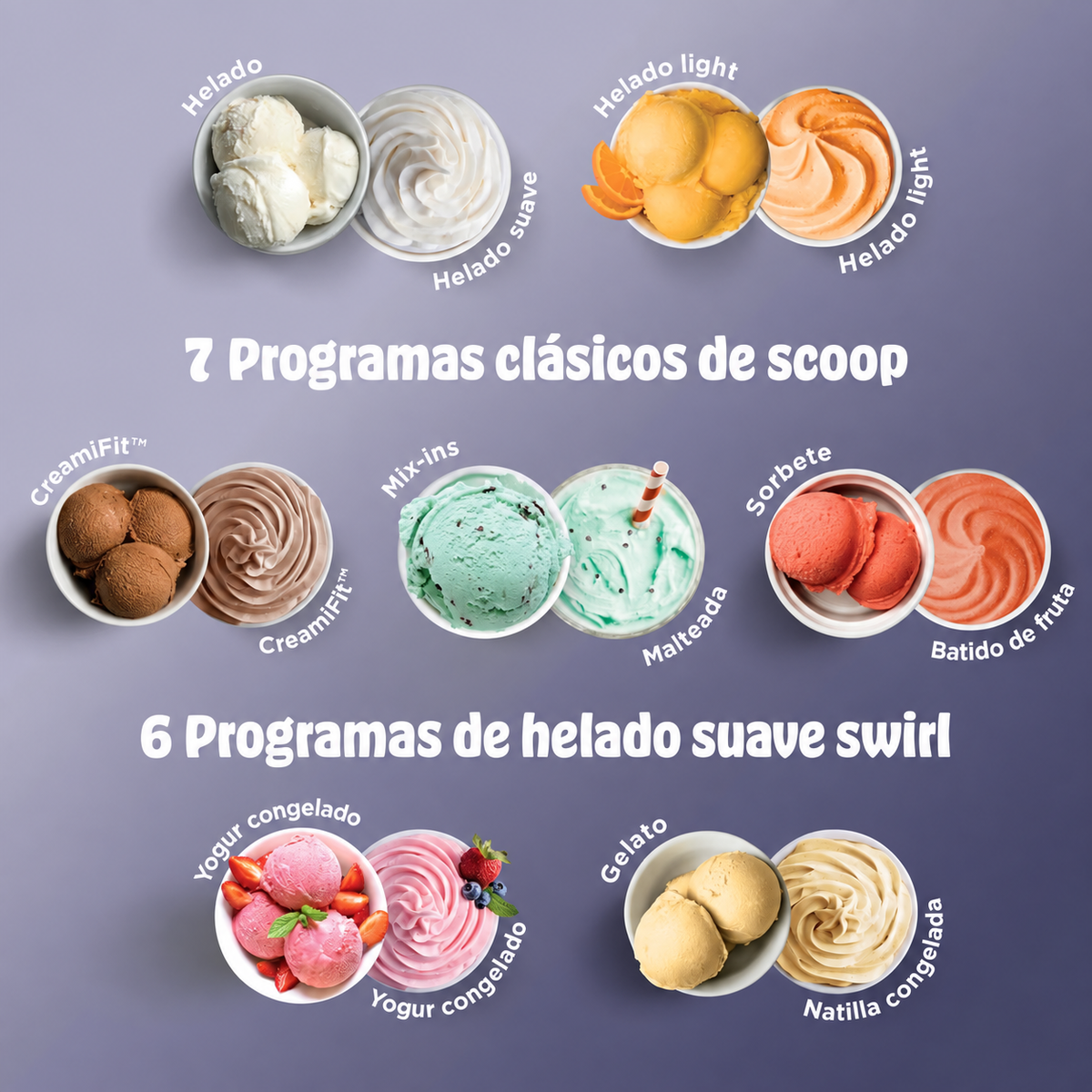 Máquina de helado Ninja Swirl by Creami | 6 Programas para Servir en Swirl Estilo Heladería | Incluye 2 Contenedores