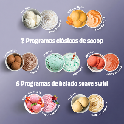 Máquina de helado Ninja Swirl by Creami | 6 Programas para Servir en Swirl Estilo Heladería | Incluye 2 Contenedores