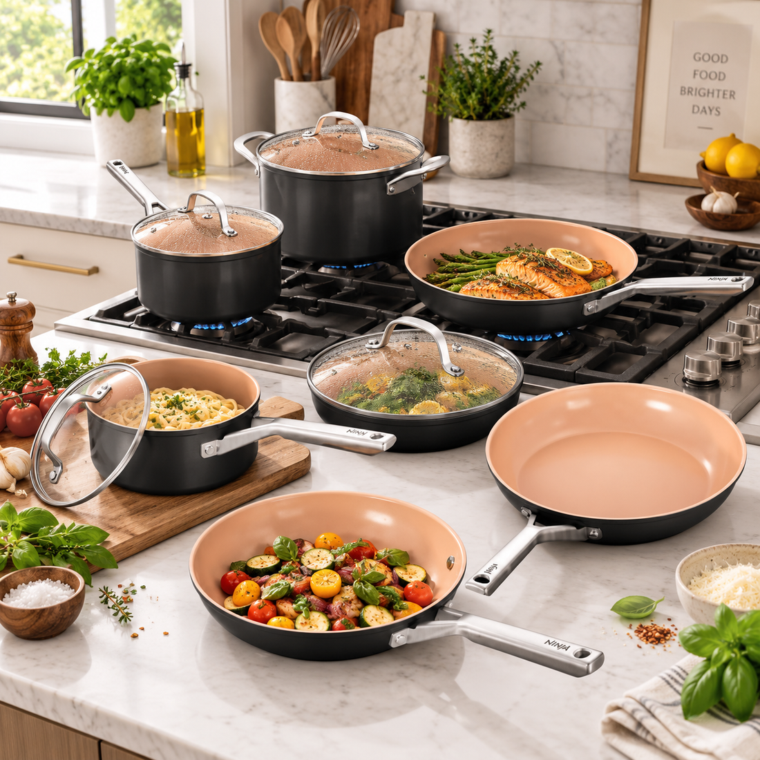 Batería de Cocina en Cerámica Ninja Esencial 12 Piezas CW89900