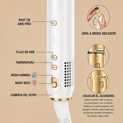 Multiestilizador Shark Glam FlexStyle HD6052S con Difusor 5 En 1 Antifrizz