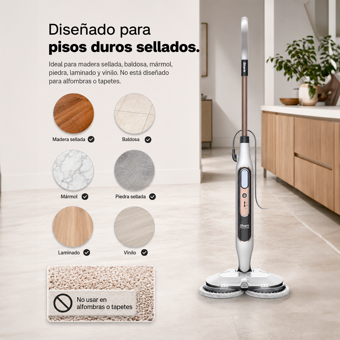 Trapeador a Vapor Shark S8201 Pisos Duros con Steam Blaster