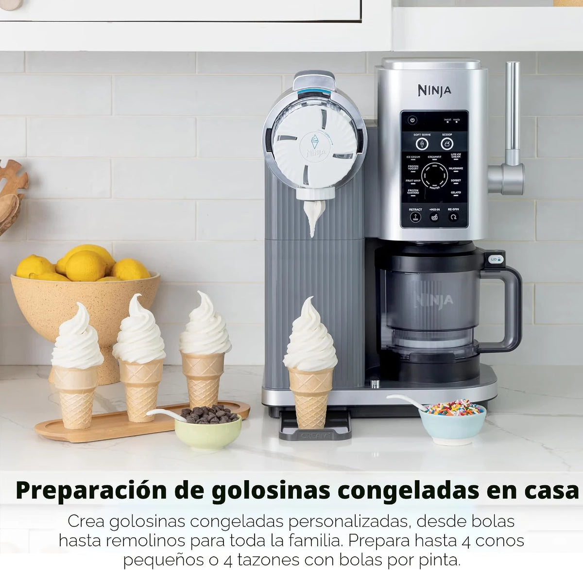 Máquina de helado Ninja Swirl by Creami | 6 Programas para Servir en Swirl Estilo Heladería | Incluye 2 Contenedores