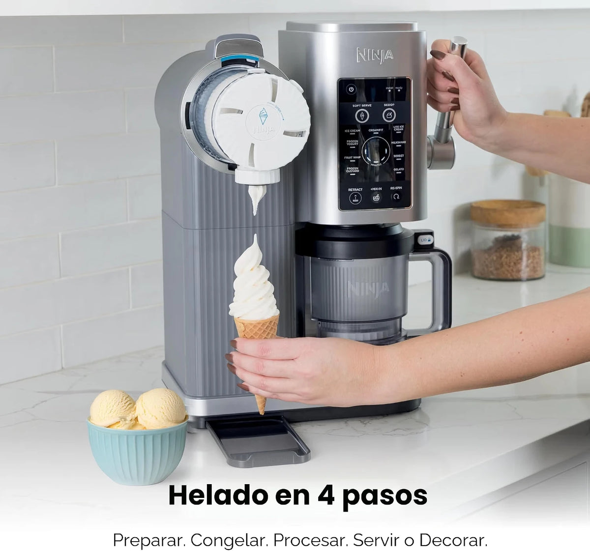 Máquina de helado Ninja Swirl by Creami | 6 Programas para Servir en Swirl Estilo Heladería | Incluye 2 Contenedores