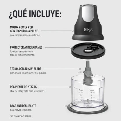 Ninja® Procesador de Alimentos Nj100Gr 200W Negro