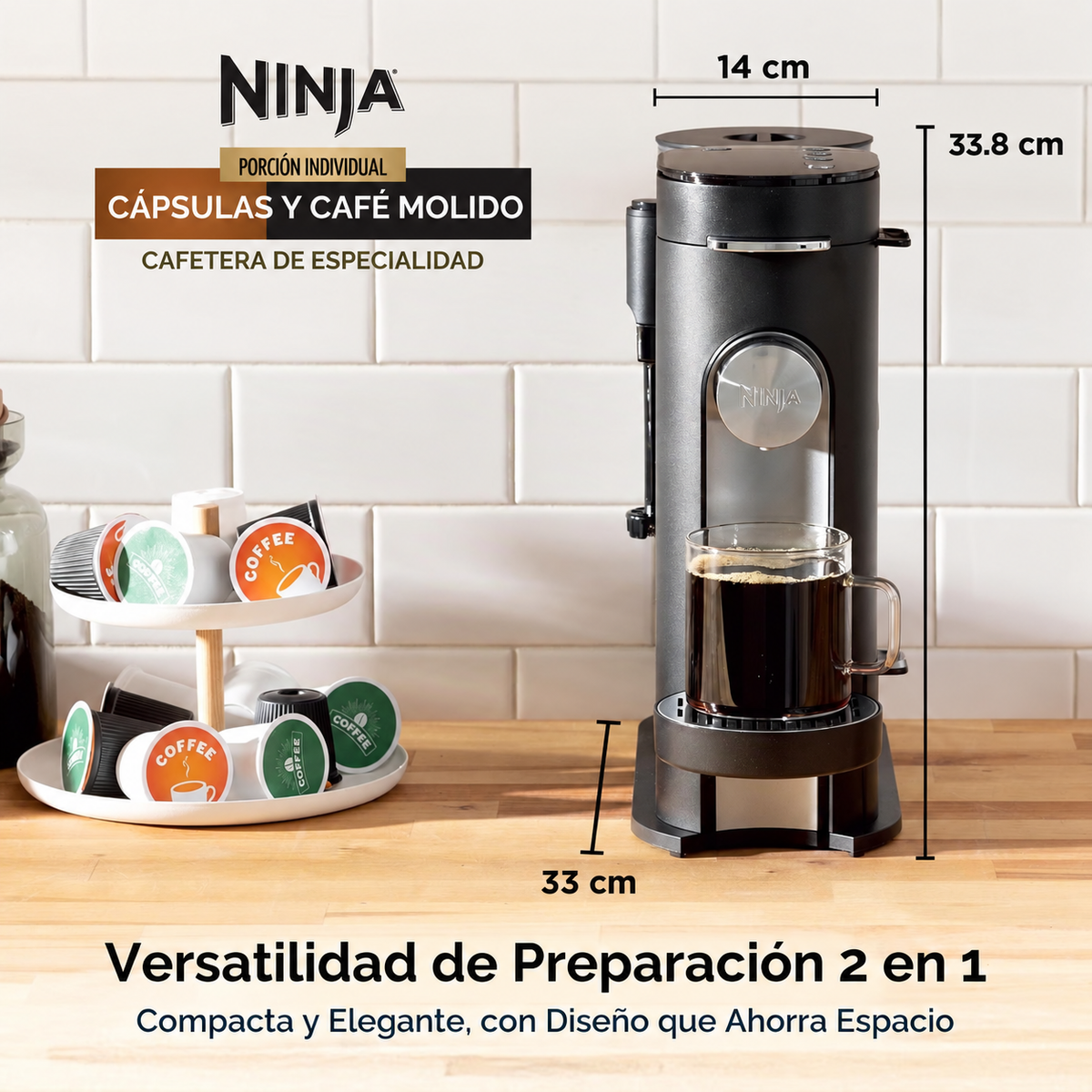 Ninja Pod &amp; Grounds Cafetera Especial de una sola Porción Color Negro