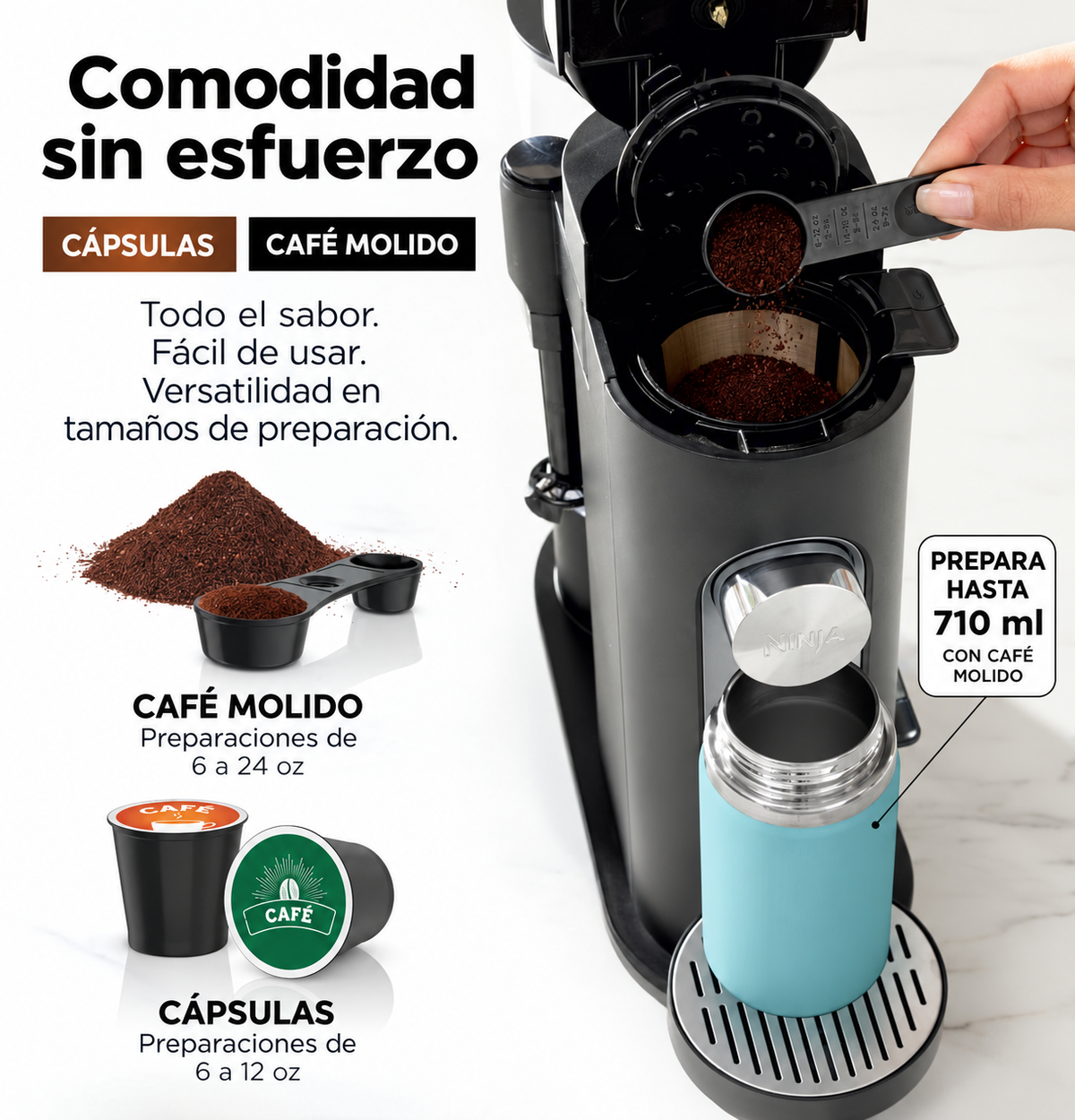 Ninja Pod &amp; Grounds Cafetera Especial de una sola Porción Color Negro