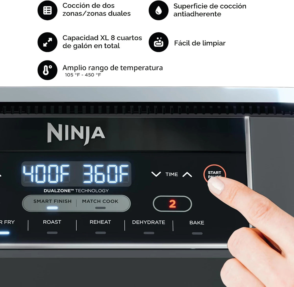 Freidora de Aire Ninja Foodi DualZone 6 en 1 de 7.5 L DZ201LAA