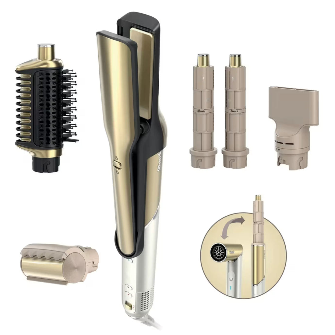 Multiestilizador Shark Glam FlexStyle HD6051S 5 En 1 Secador Rizador Alisador